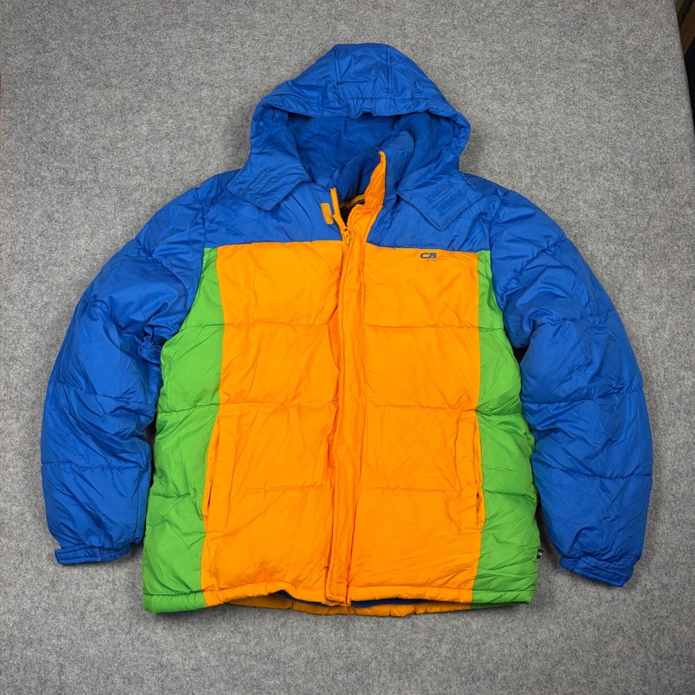 CB Sports Puffer Jacket Boys XL 18/20 Blue Orange Green Arctic Weather Coat